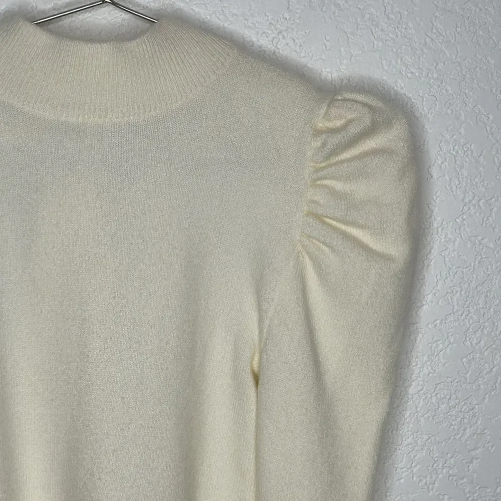 NWT LPA Marie Sweater Open Back Puff Sleeves in Cream Revolve Small
